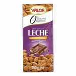 Valor Chocolat au Lait et Amandes Mediterranéennes Entières 0% Sucres Ajoutés 150 g