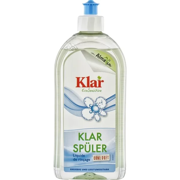 Klar EcoSensitive Klarspuler Sans Parfum 500ml – Liquide de Rinçage Ecologique pour Lave-Vaisselle