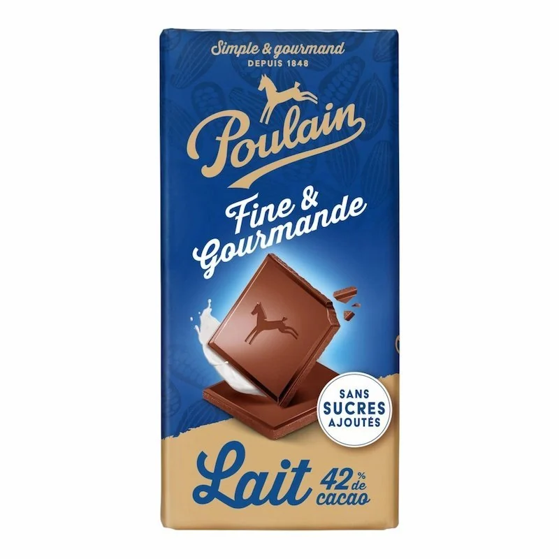 POULAIN Fine & Gourmande – Tablette de Chocolat au Lait 42% Cacao Sans Sucres Ajoutes
