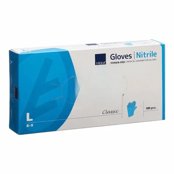 Abena Classic Extra Strong Gants dExamen en Nitrile Sans Poudre Blanc – Taille L – 100 pieces