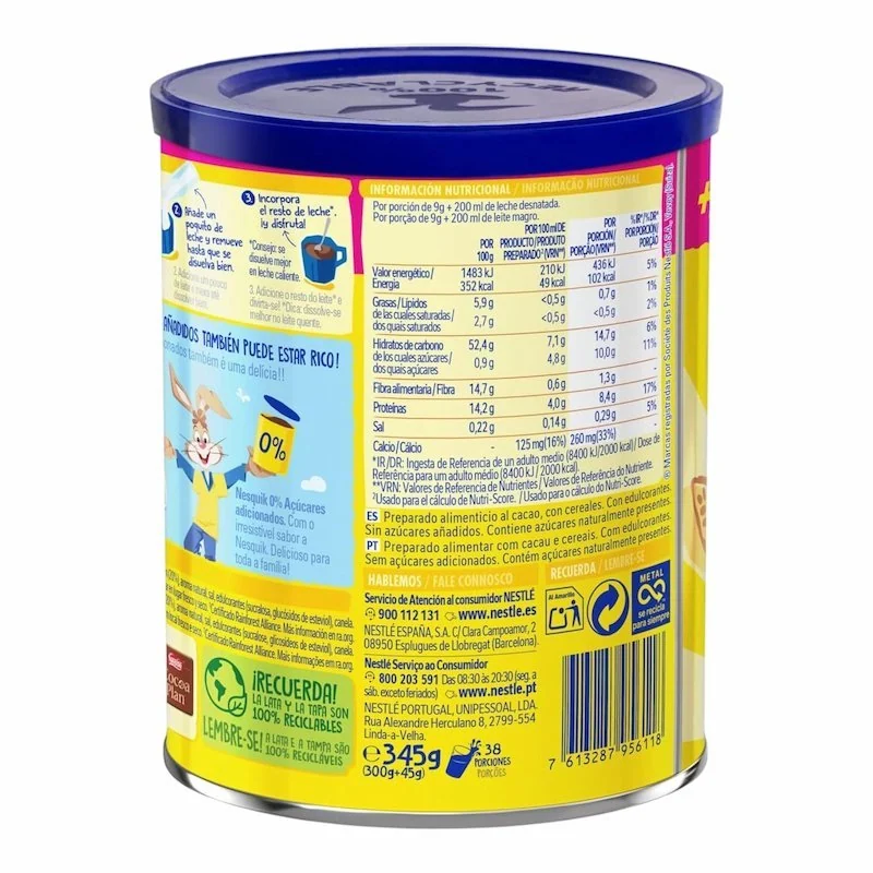Nestlé – NESQUIK Cacao Soluble Sans Sucre 345g — vue 2