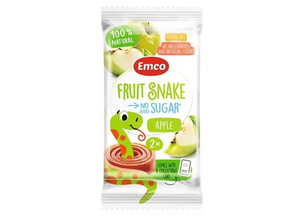 Emco Fruit Snake Pomme Sans Sucre Ajouté 20g – Snack Fruitée à la Pomme – Sans Sucre Ajouté