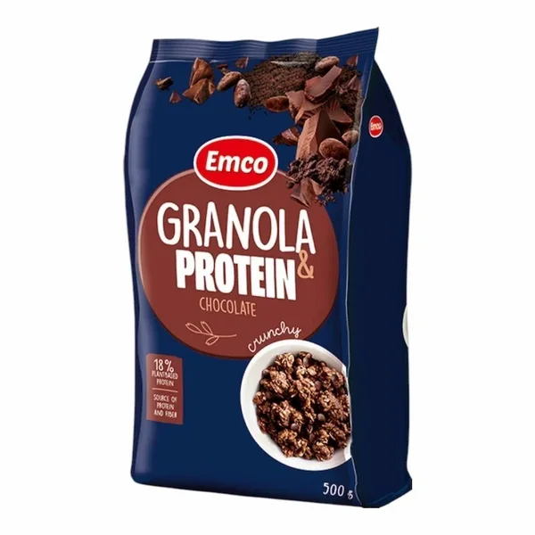 Emco Granola Proteine au Chocolat – 500 g – Snack Santé et Énergie