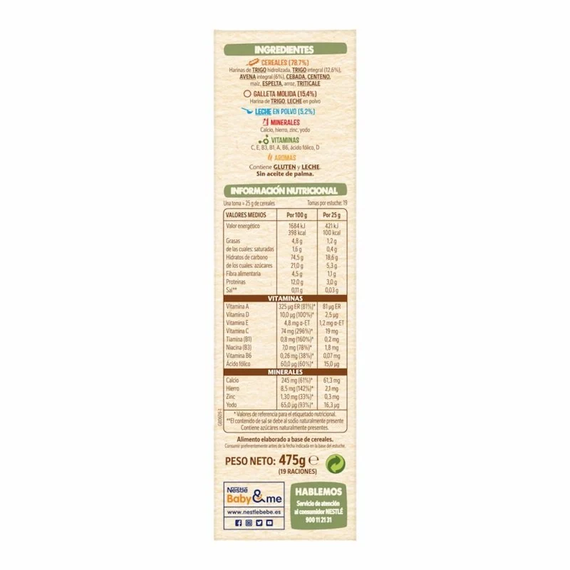 Nestle 8 Cereales avec Biscuit Maria des 6 mois – 475 g | Céréales Instantanées pour Bébé — vue 2