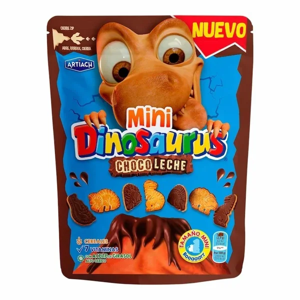 Artiach Bolachas Mini Dinossauros Chocolat au Lait 120 g – Biscuits Croquants pour Enfants & Adultes