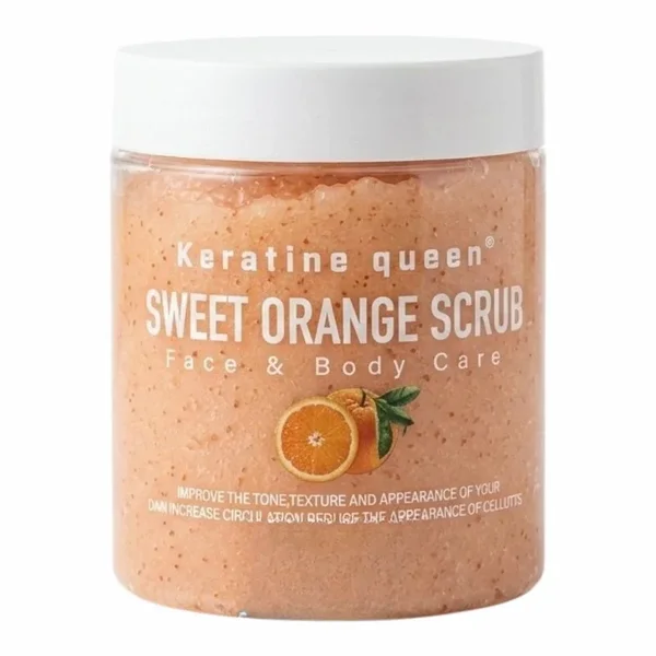 Keratine Queen – Keratin Queen Gommage Orange 300 g – Exfoliant Corps Eclat & Peau Douce