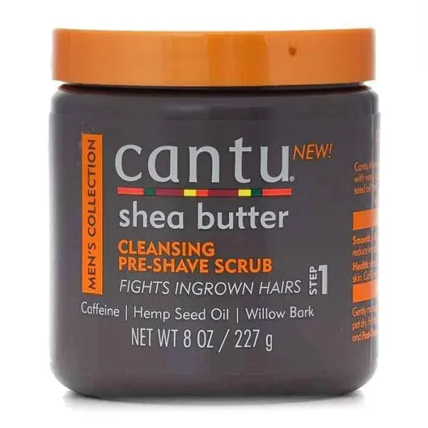 Cantu Mens Pre Shave Scrub Step 1 227g – Gommage Pre Rasage Anti Poils Incarnes