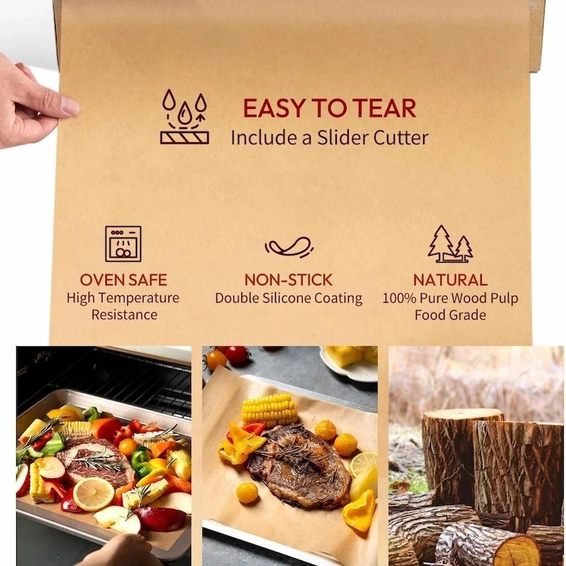 Papier Cuisson Marron en Rouleau 50 m | Papier Sulfurisé Antiadhésif Résistant Chaleur — vue 3