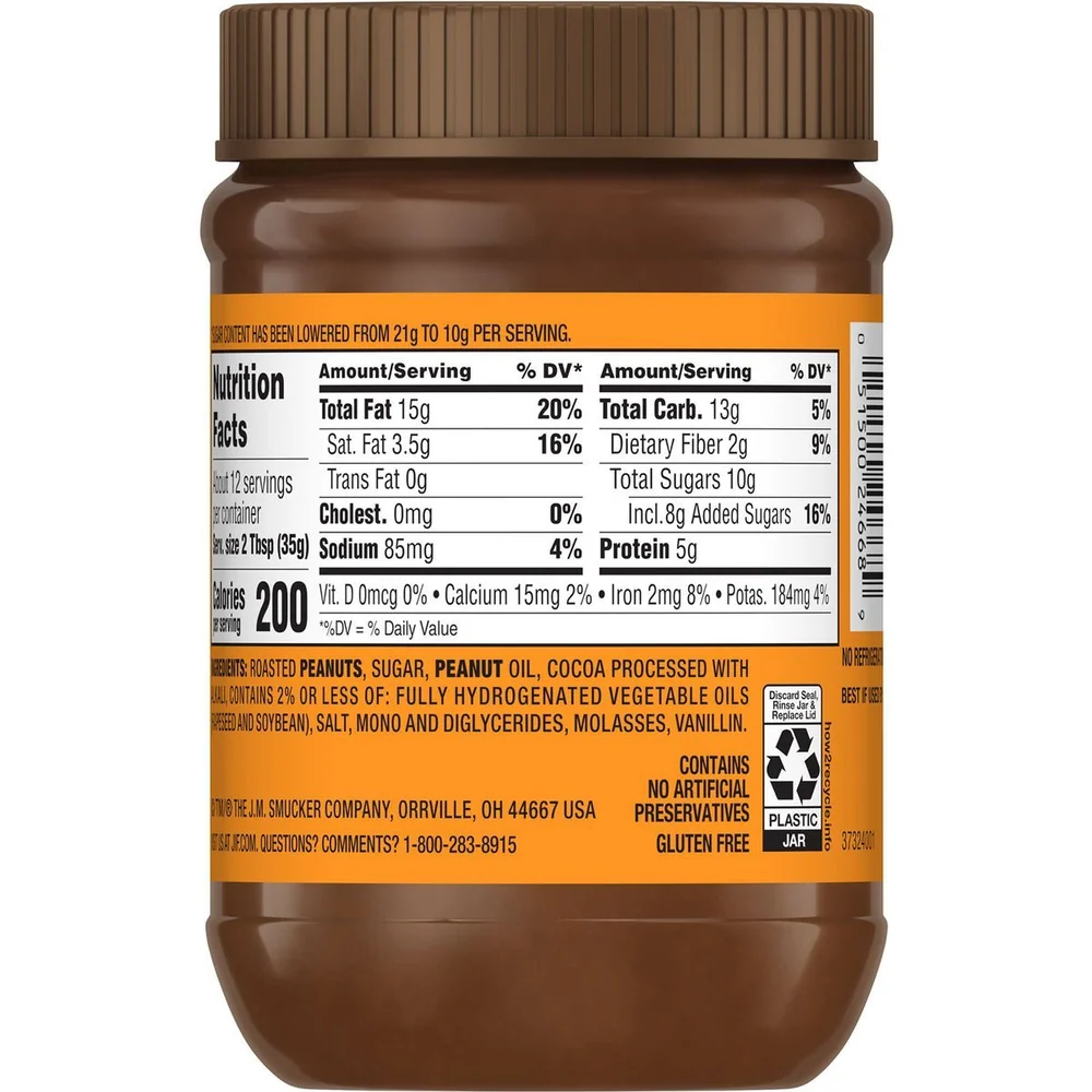 Jif Peanut Butter And Chocolate Flavored Spread 440g – Pâte à Tartiner Arachide & Chocolat — vue 2