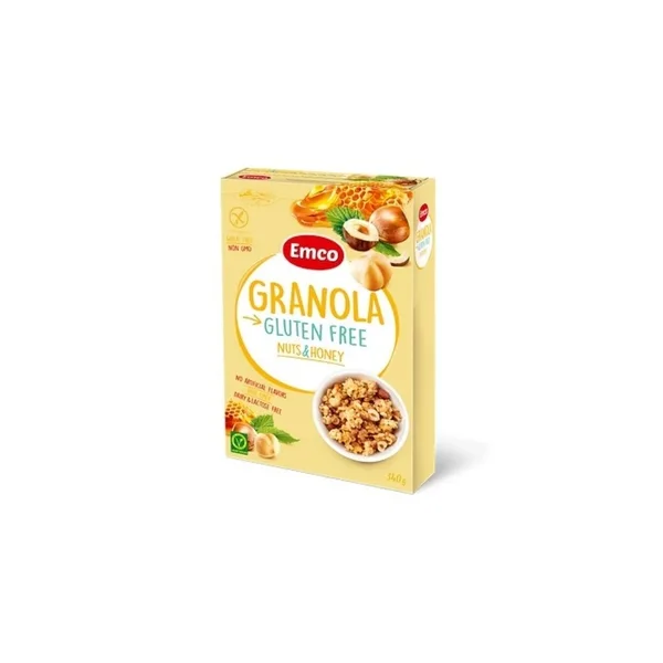 Emco Granola Sans Gluten Noix & Miel 340 g – Céréales Croquantes Healthy