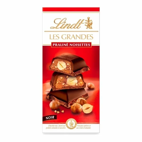 Lindt – Chocolat Lindt LES GRANDES Noir Praliné Noisettes 225g