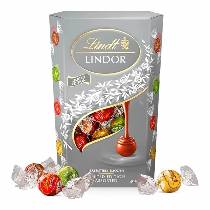 Lindt Lindor Assorted Chocolate Silver – 200 g Boules de Chocolat Suisse Fondantes