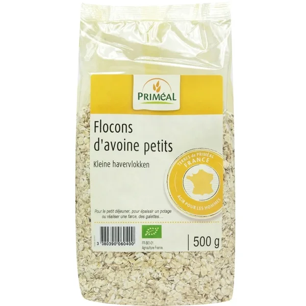 Primeal Flocons dAvoine Petits 500 g | Flocons dAvoine Bio pour Petit Dejeuner et Recettes Sante