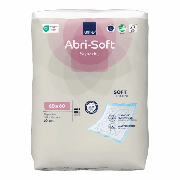 Abena Abri Soft Superdry Aleses Jetables 60x60cm – 60 Pieces | Protections de Lit Absorbantes