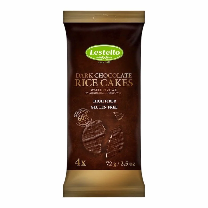 Lestello – Galettes de Riz au Chocolat Noir 72 g – Snack Léger & Croustillant
