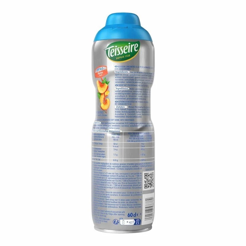 Teisseire Sans Sucre Sirop Peche 600 ml – Goût Fruité — vue 2
