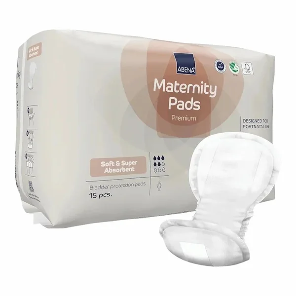 Abena Serviettes Maternite – Paquet de 15 pcs – Protection post partum ultra douce et absorbante