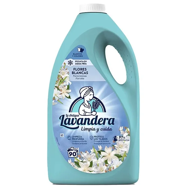La Lavandera – LAVANDERA Detergent Liquide Fleurs Blanches – 4,5L (90 Lavages)