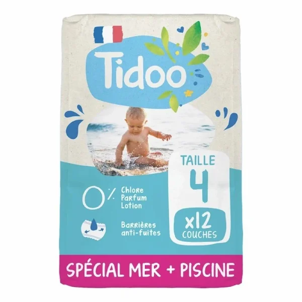 Tidoo Couches Special Mer + Piscine Taille 4 (x12) – Couches de Bain Bébé