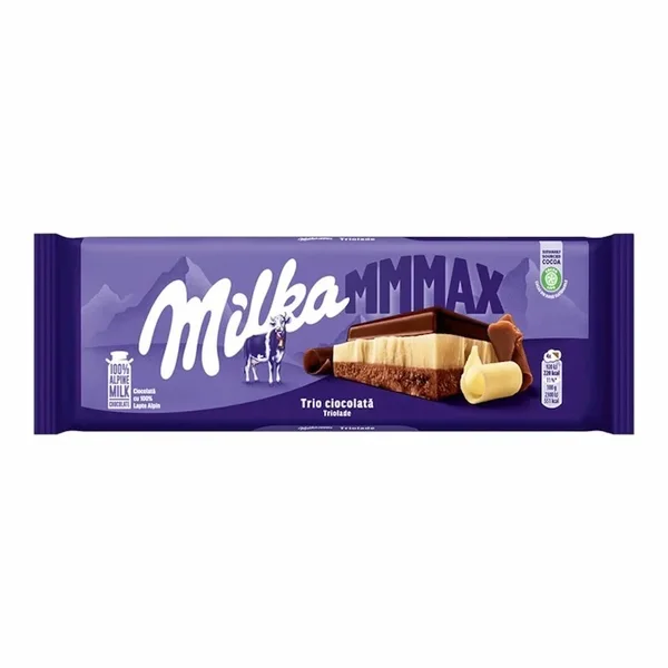 Milka MMMAX Triolade – Tablette de Chocolat Lait/Blanc/Noir – 280g